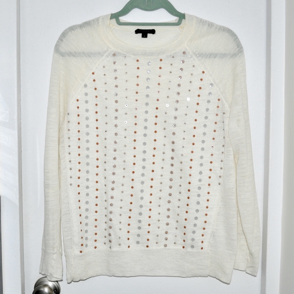 J. Crew Stacked Sequin Sweater in Ivory - Picture 4 of 9